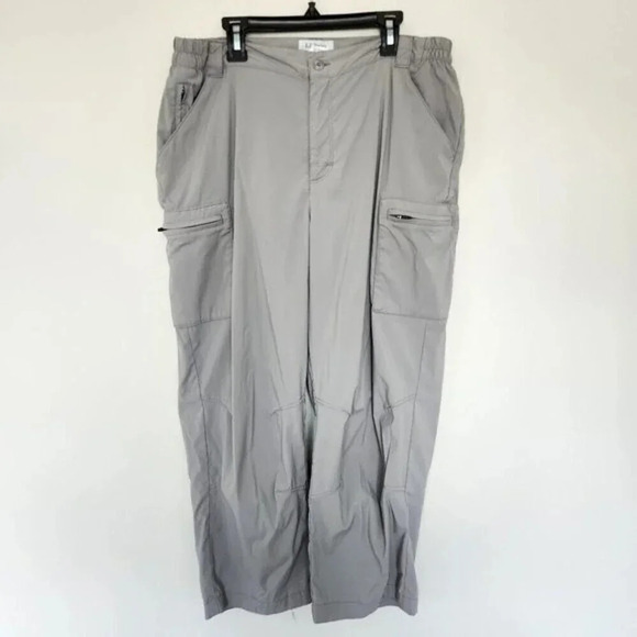 L.L. Bean Women's Tropicwear High-Rise Straight-Leg Capris Grey Size M/REG - Picture 1 of 7